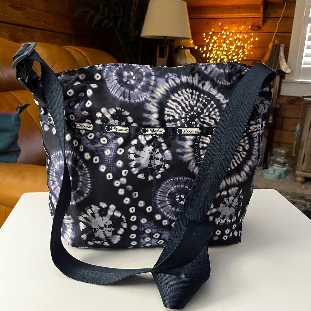Lesportsac Navy and White Tie-Dye Crossbody Bag New
